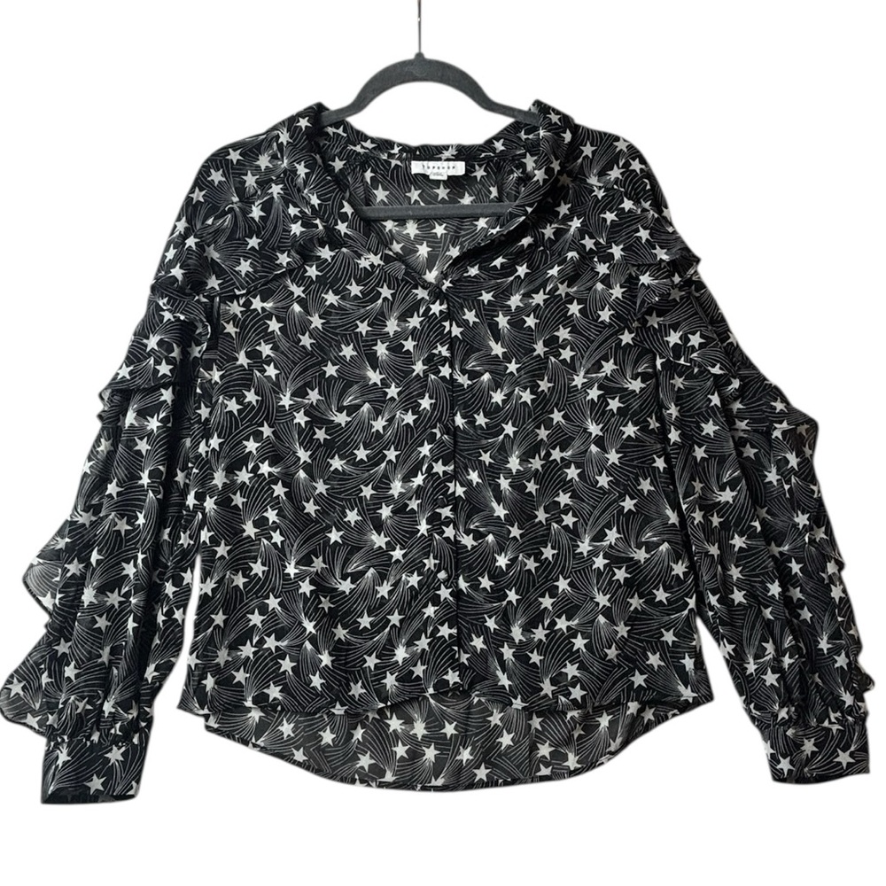 Topshop Black and White Star Print Blouse